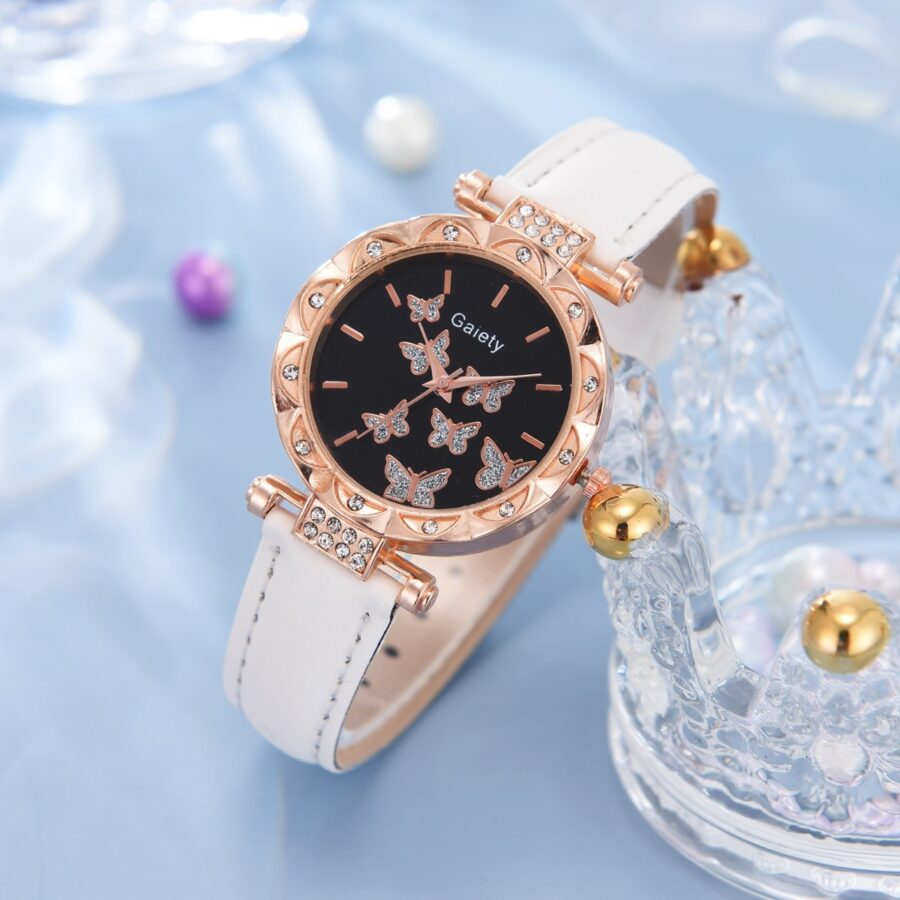 6pcs Luxury Watch Women Ring Necklace Earrings Bracelet - Image 4