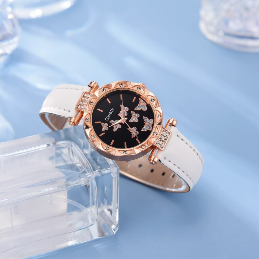 6pcs Luxury Watch Women Ring Necklace Earrings Bracelet - Image 5